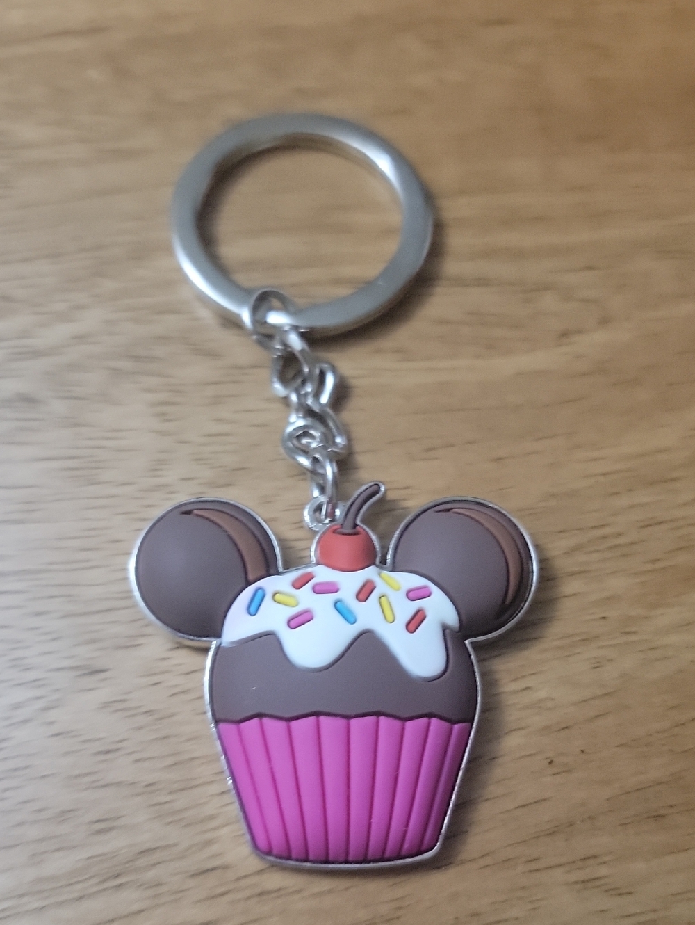 Disney Pink & Brown Cupcake Mouse Keychain